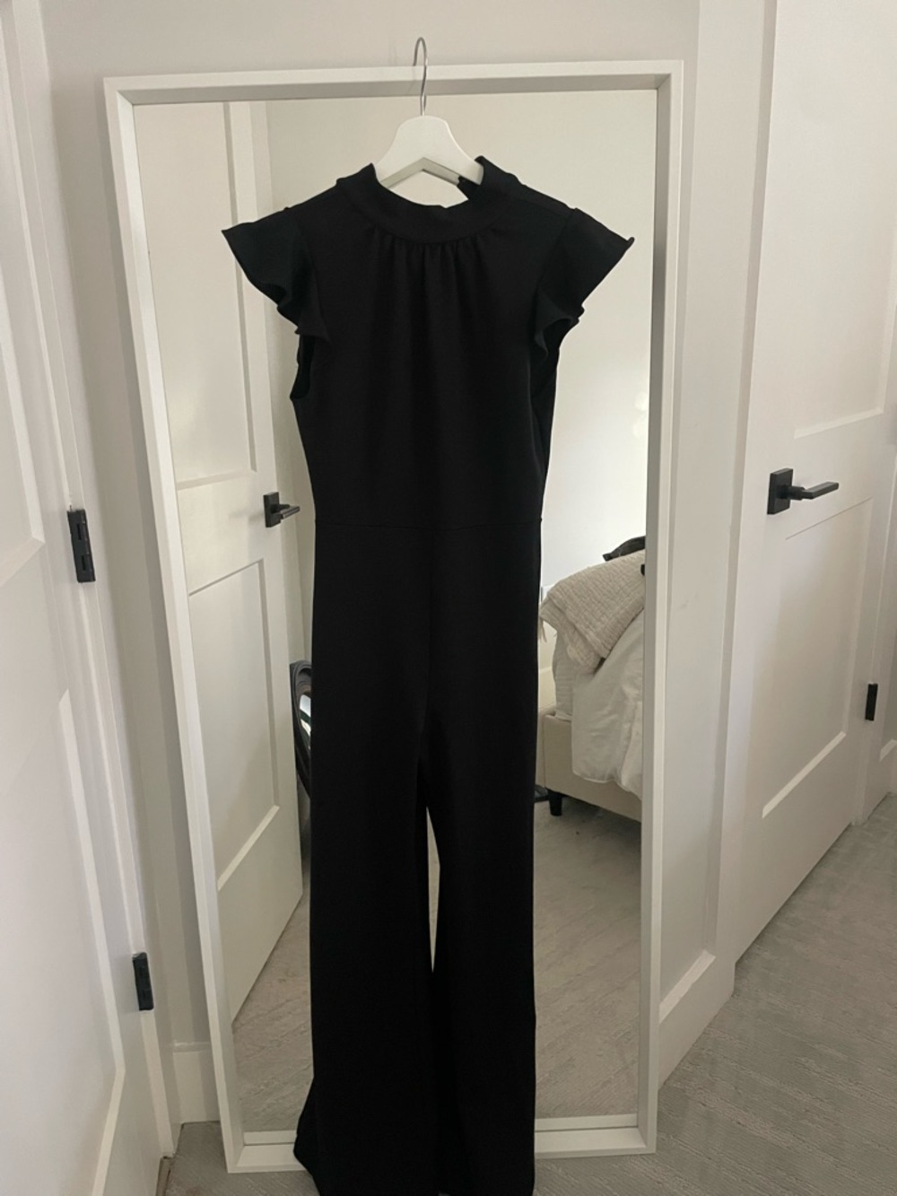 Amanda Uprichard Black Ruffle-Sleeve Jumpsuit
